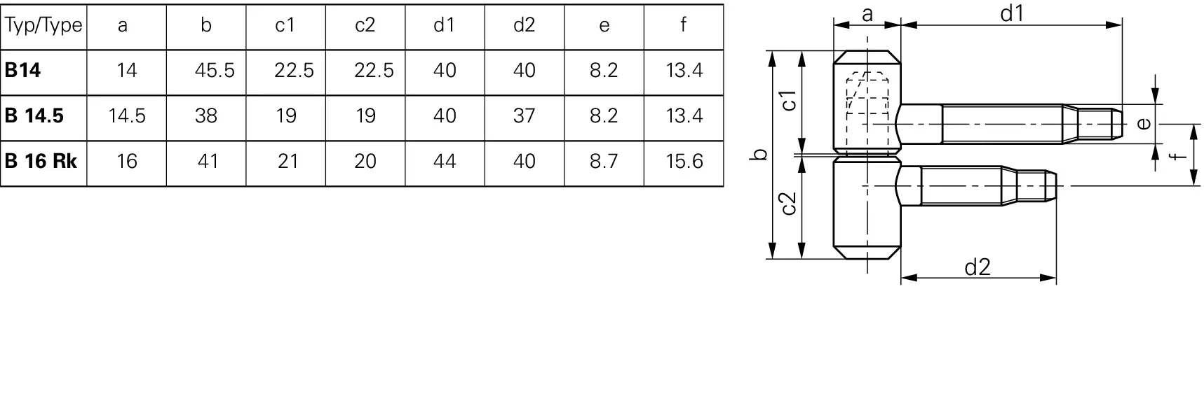 Einbohrband 2-teilig Typ B14,5 / B16 Rk