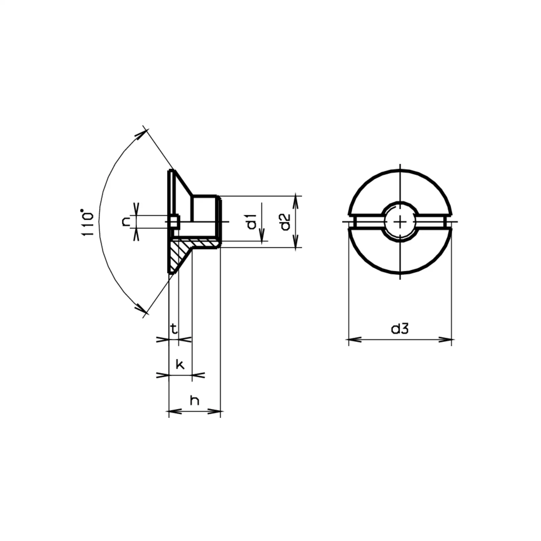 Ecrous c�niques 110�, acier