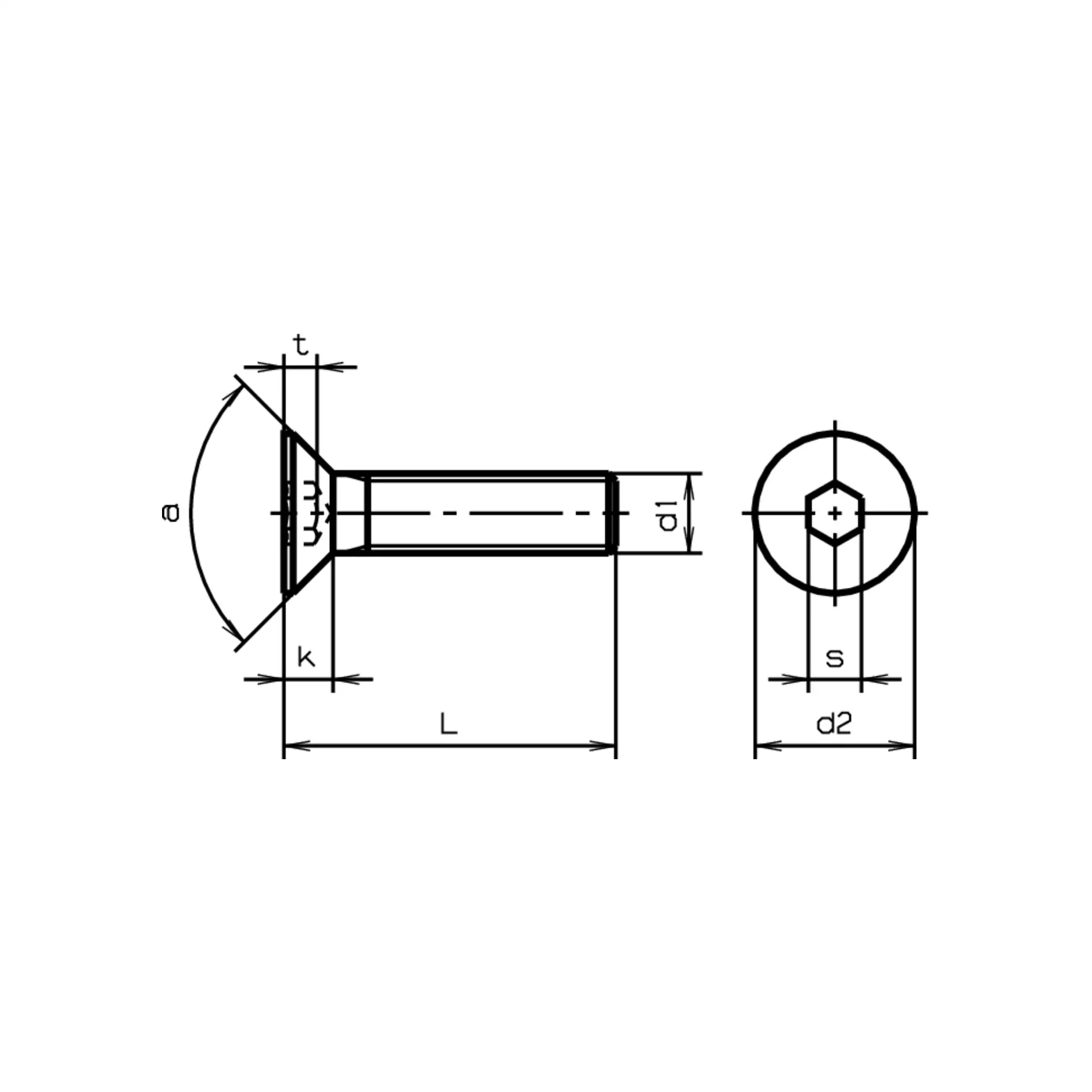 Vis � t�te frais�e ISO 10642-A2