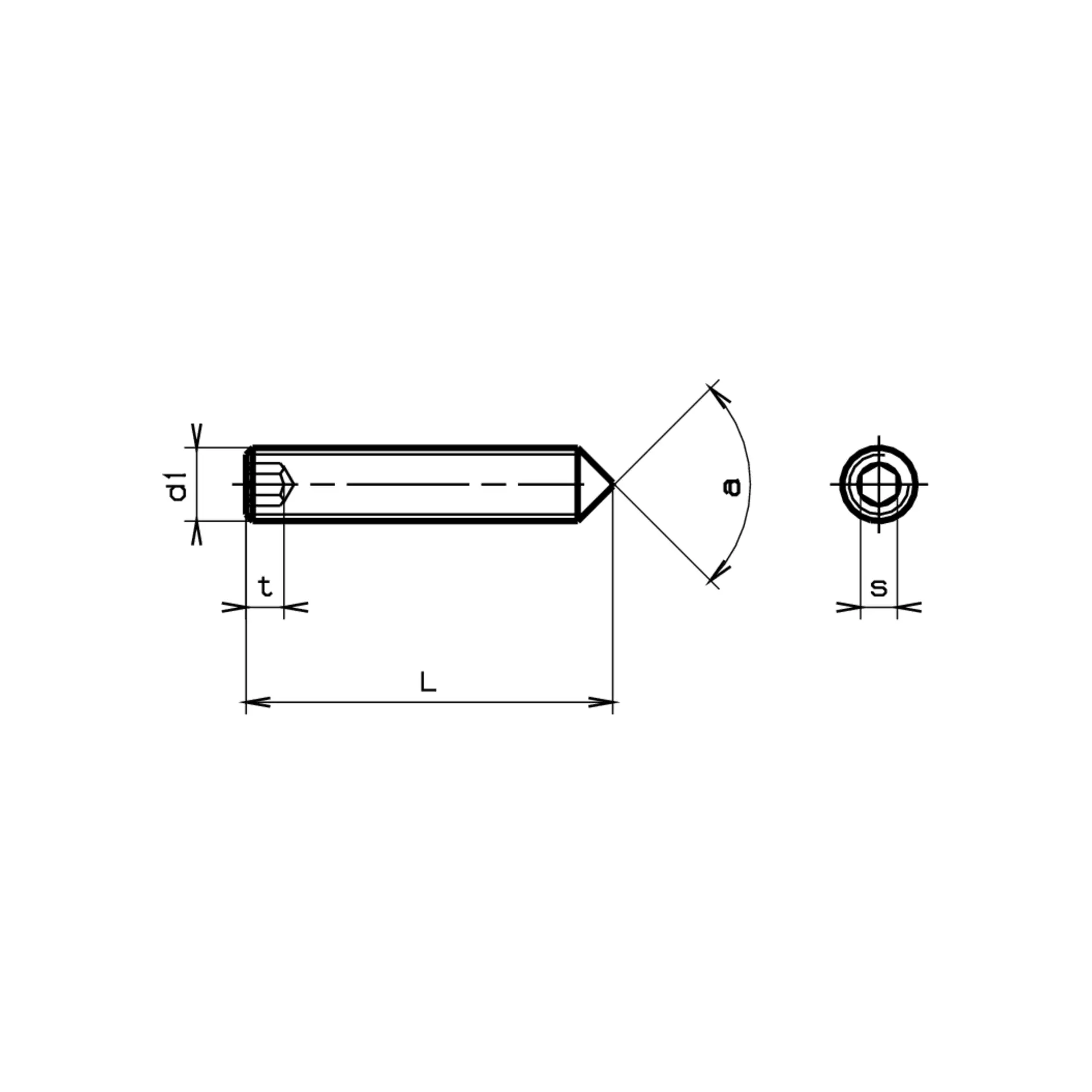 Vis sans t�te � bout pointu DIN 914-A2