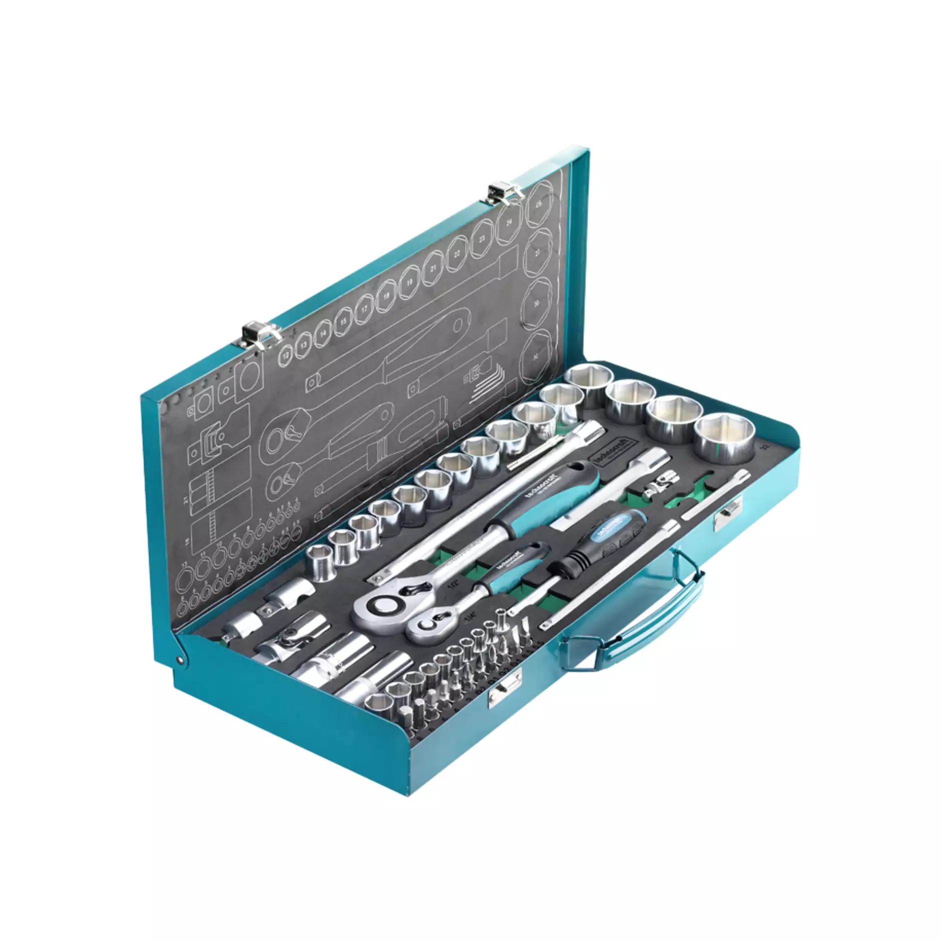 664648_technocraft_SteckSchlü-Satz_1zu4Zoll+1zu2Zoll_53tlg_transparent