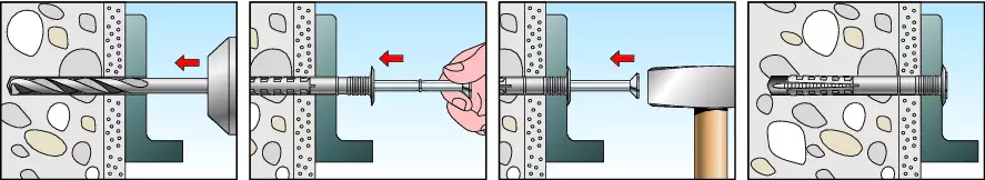 fischer Nageldübel mit Pilzkopf grau N-P K