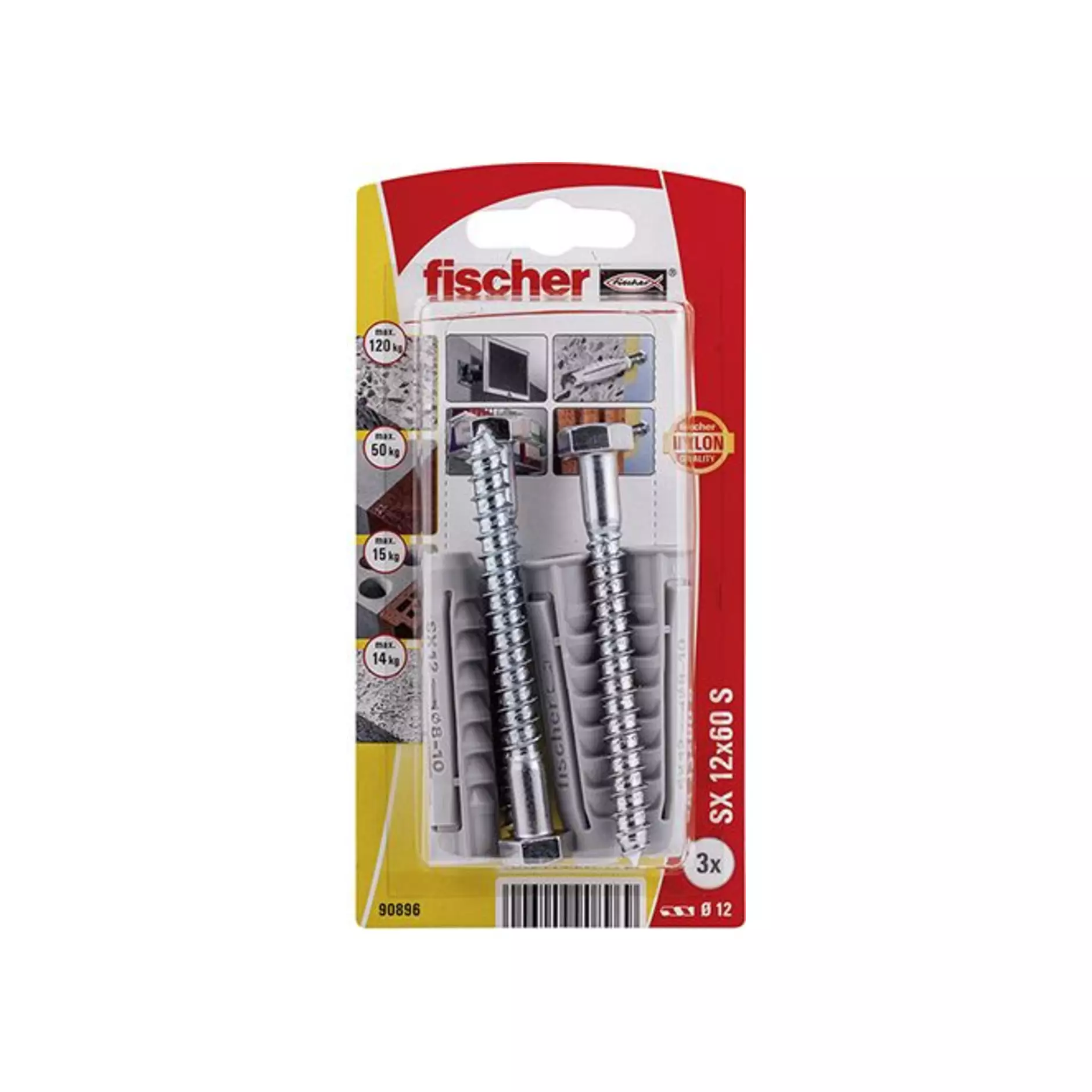 FI SB 90896 Dübel Schr SX 12X60 S NV 3St