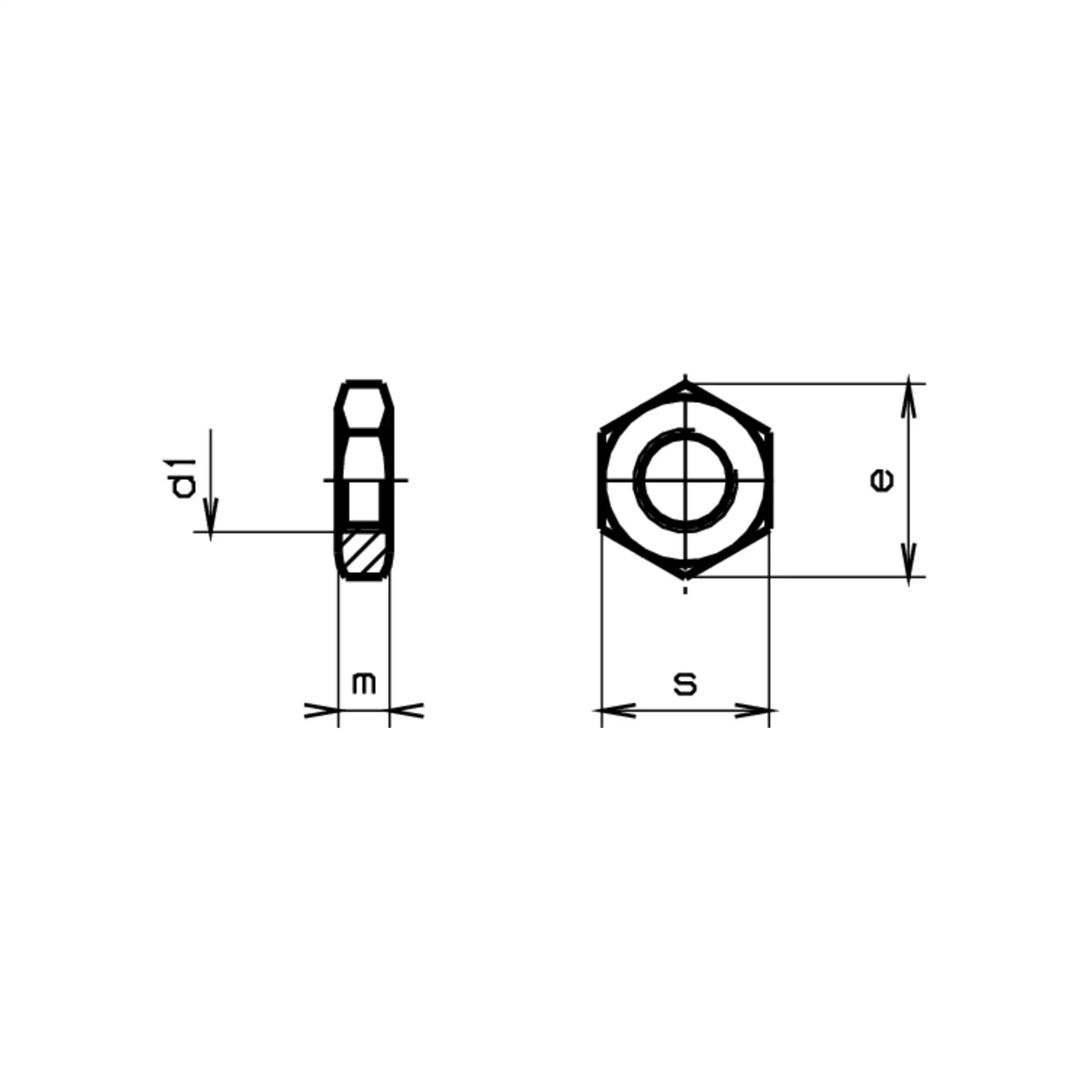 Ecrous six pans 0,5 d DIN 439B-laiton
