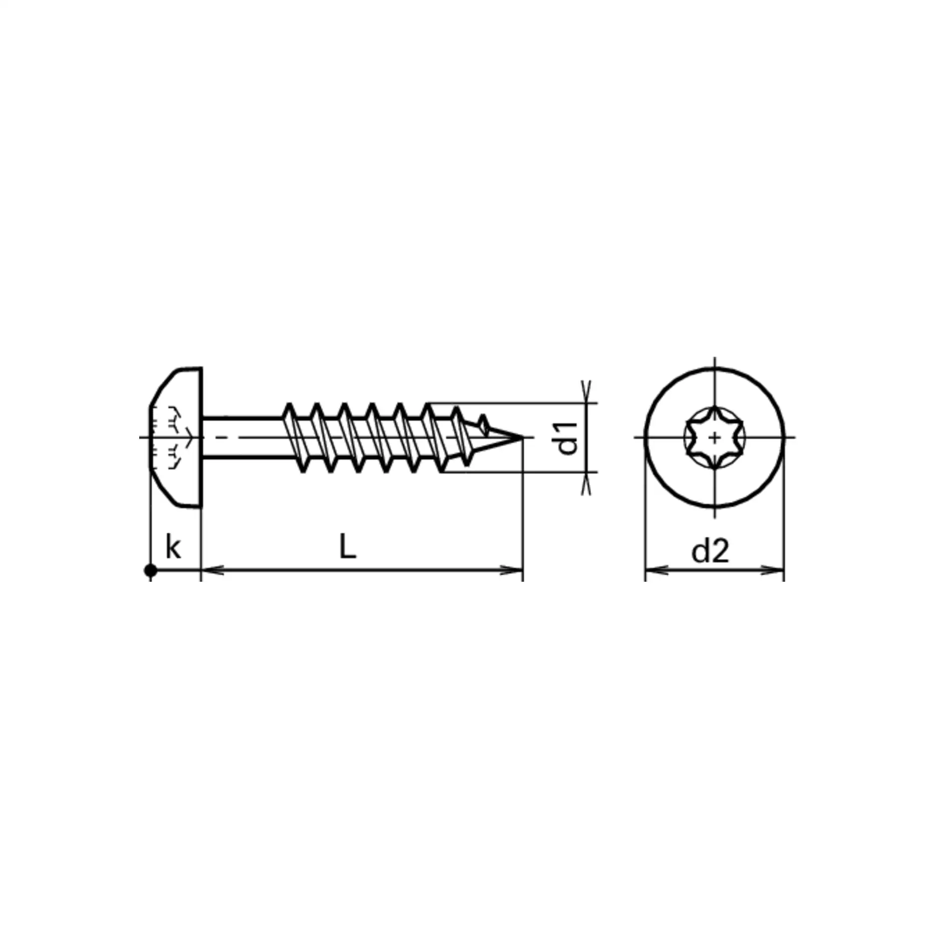 Pan Head Spanplattenschr T mit Schaft