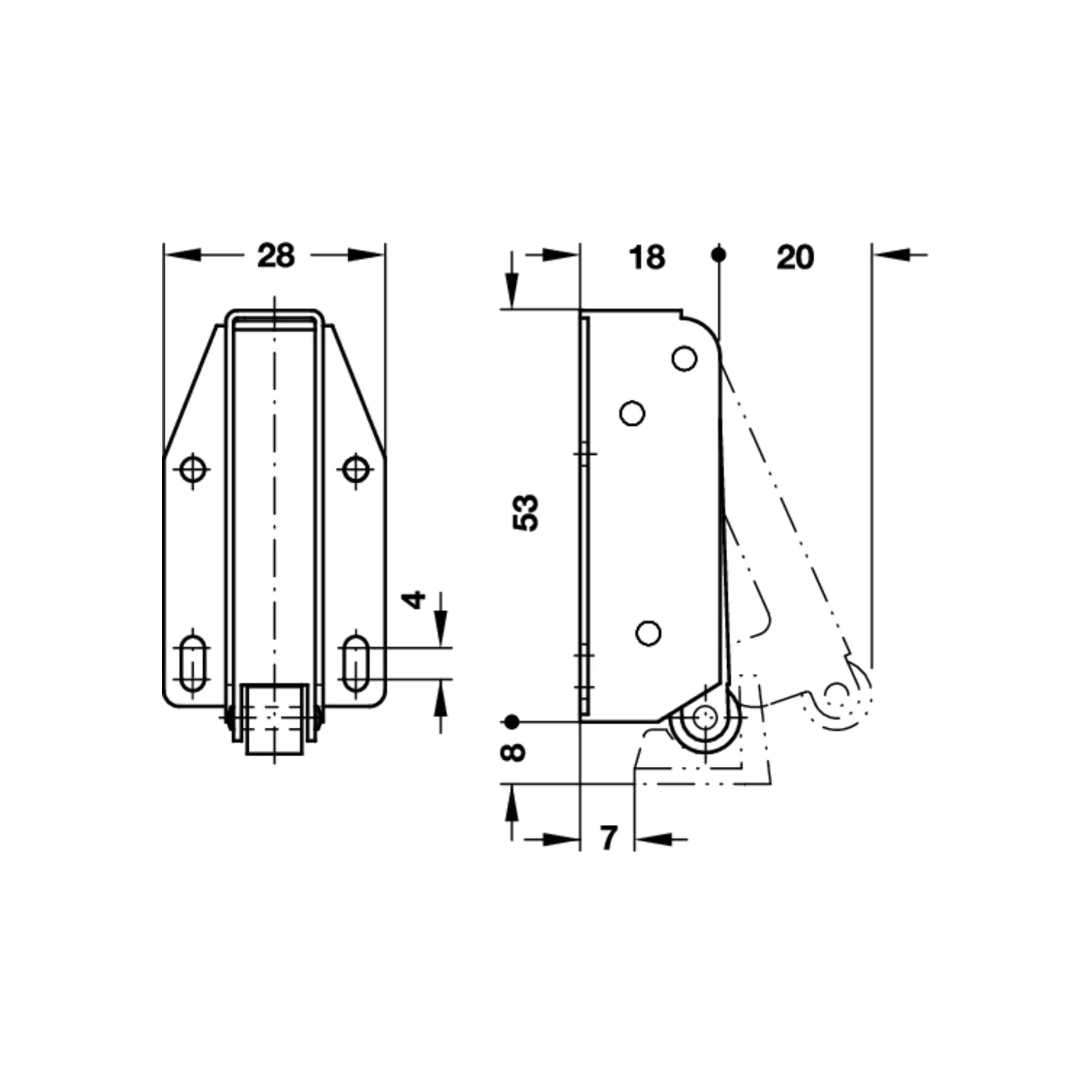 Druckschnäpper Tip-Latch mit Schliesskloben