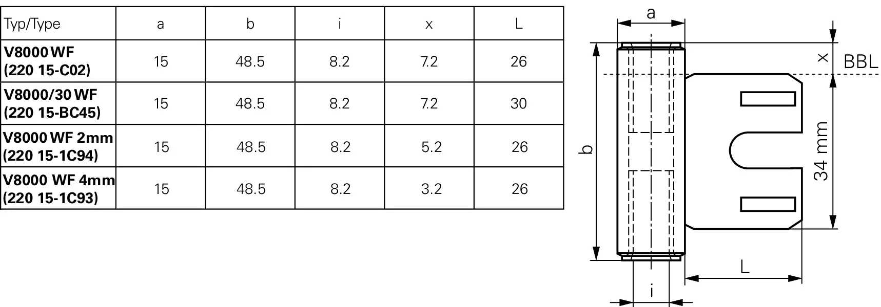 DIN Zargenteil 3-teilig SASSBA