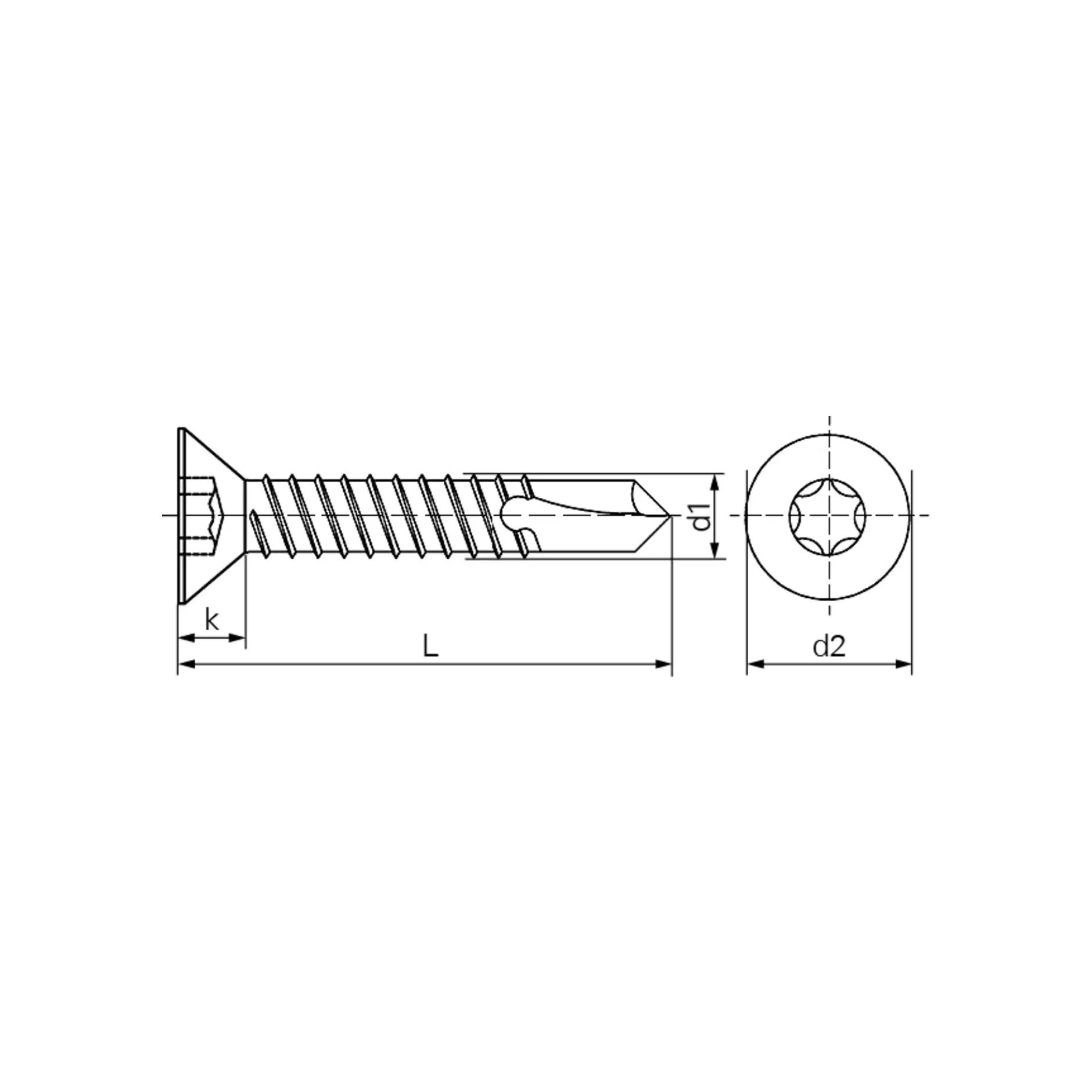 Senk-Bohrschrauben Innensechsrund T20 DIN 7504O-A2