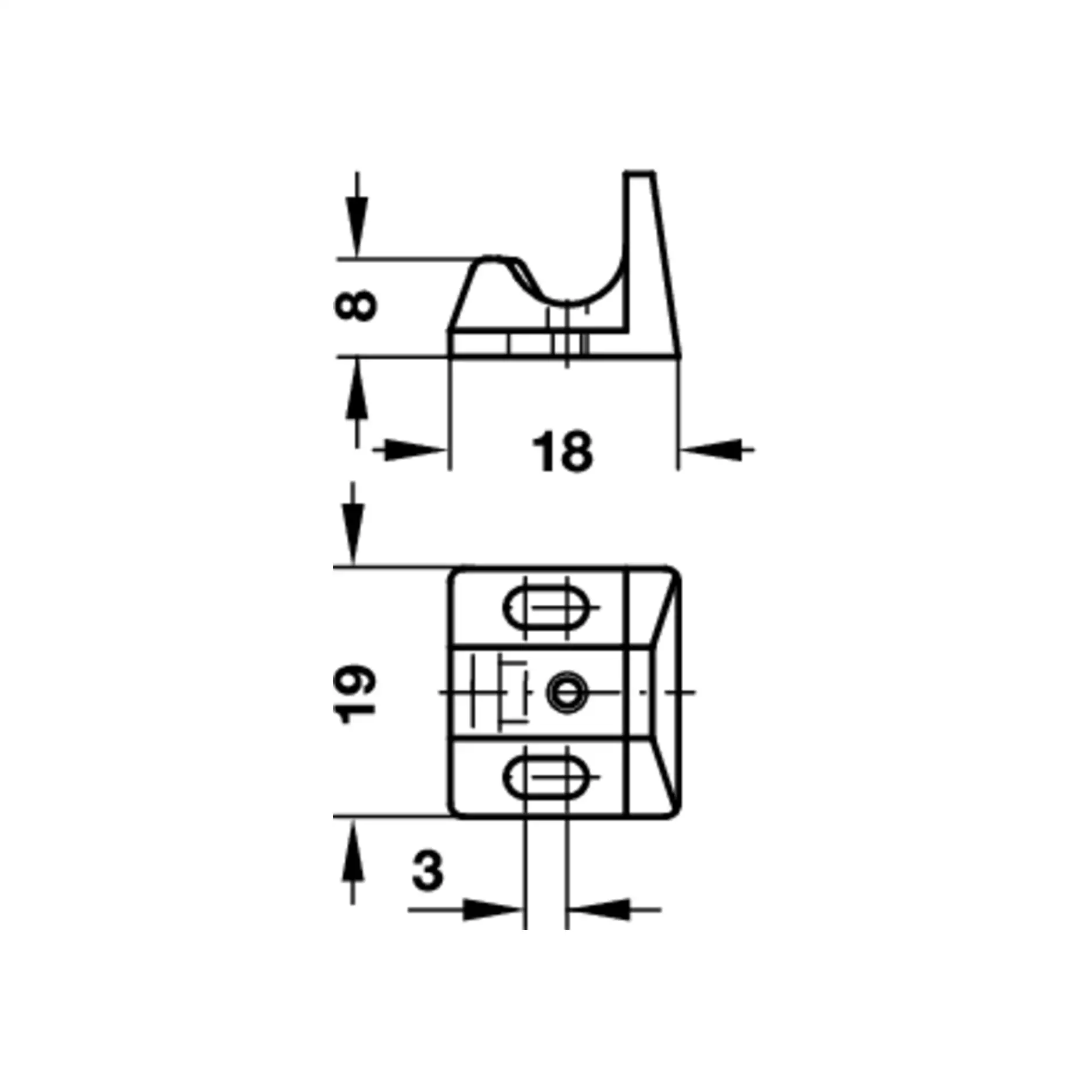 Druckschnäpper Tip-Latch mit Schliesskloben
